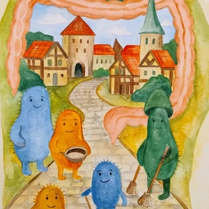 Den Gamle By - akvarel